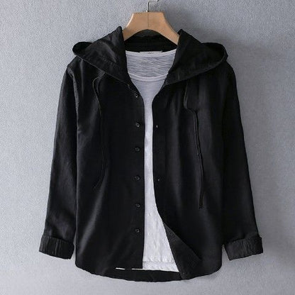 Casual Long Sleeve Shirt with Hood for Men