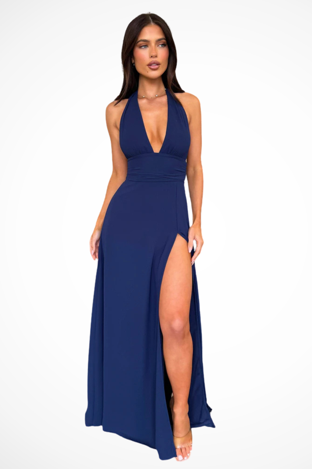 Women’s Halter Neck Maxi Dress with Side Slit