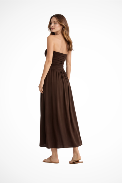 Women’s Strapless Pleated Maxi Summer Dress