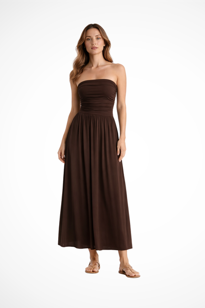 Women’s Strapless Pleated Maxi Summer Dress