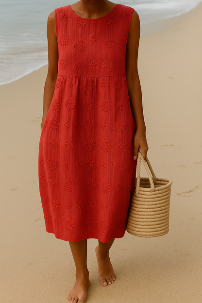 Women's Sleeveless Floral Midi Dress – Loose Fit, Casual Elegant Summer Style