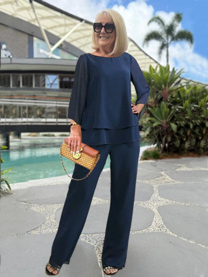 Women Elegant Two Piece Pants Set