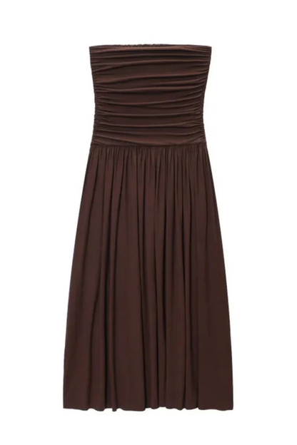 Women’s Strapless Pleated Maxi Summer Dress