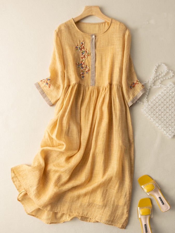Women Embroidered Ethnic Midi Dress