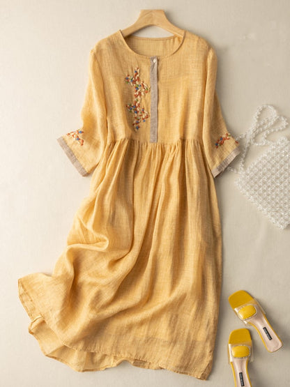 Women Embroidered Ethnic Midi Dress