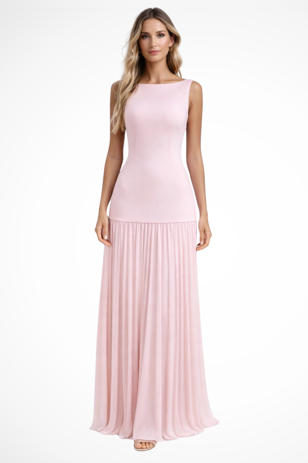 Women Elegant Pleated Formal Maxi Dress