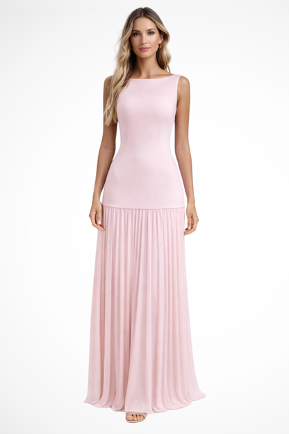 Women Elegant Pleated Formal Maxi Dress