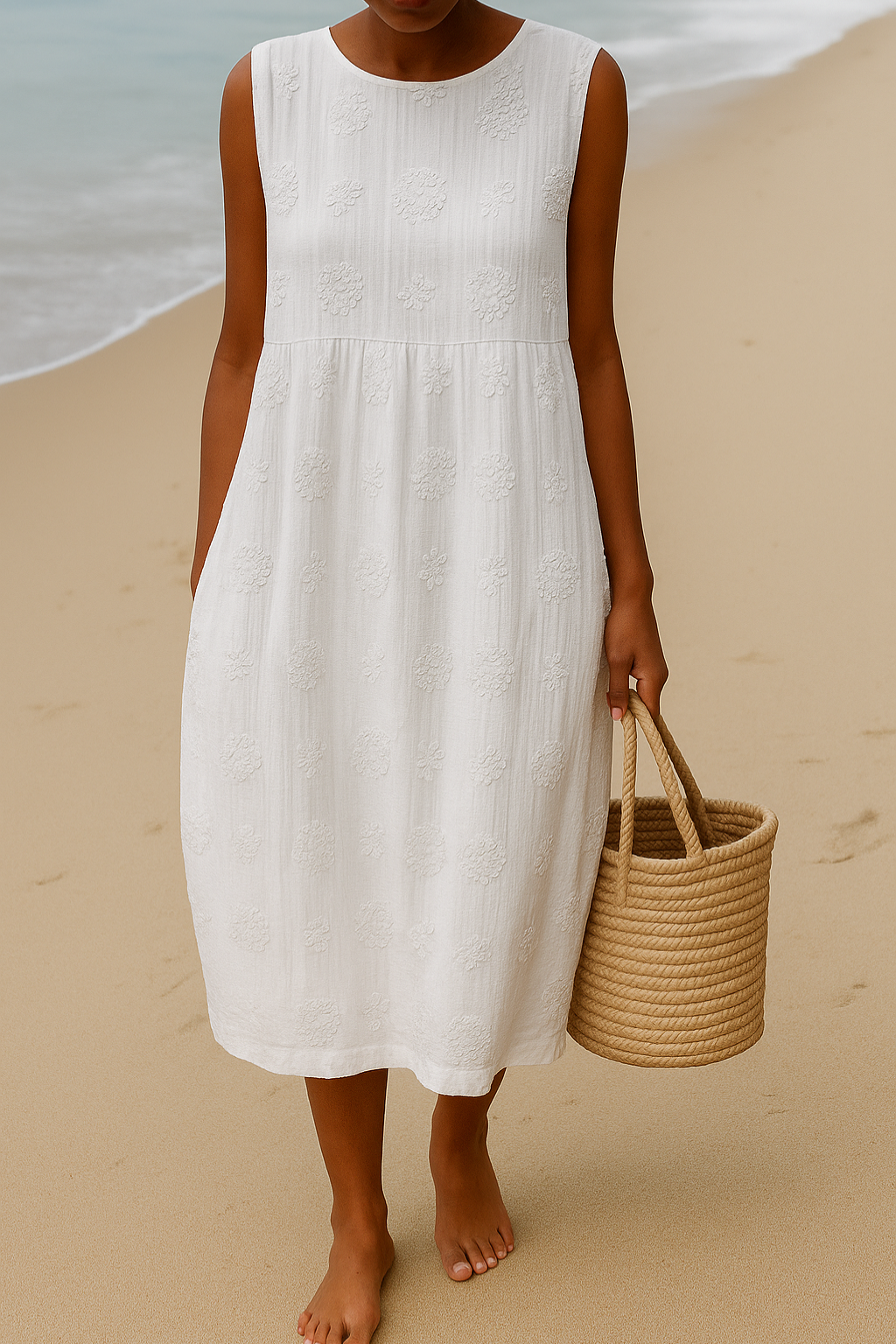 Women's Sleeveless Floral Midi Dress – Loose Fit, Casual Elegant Summer Style