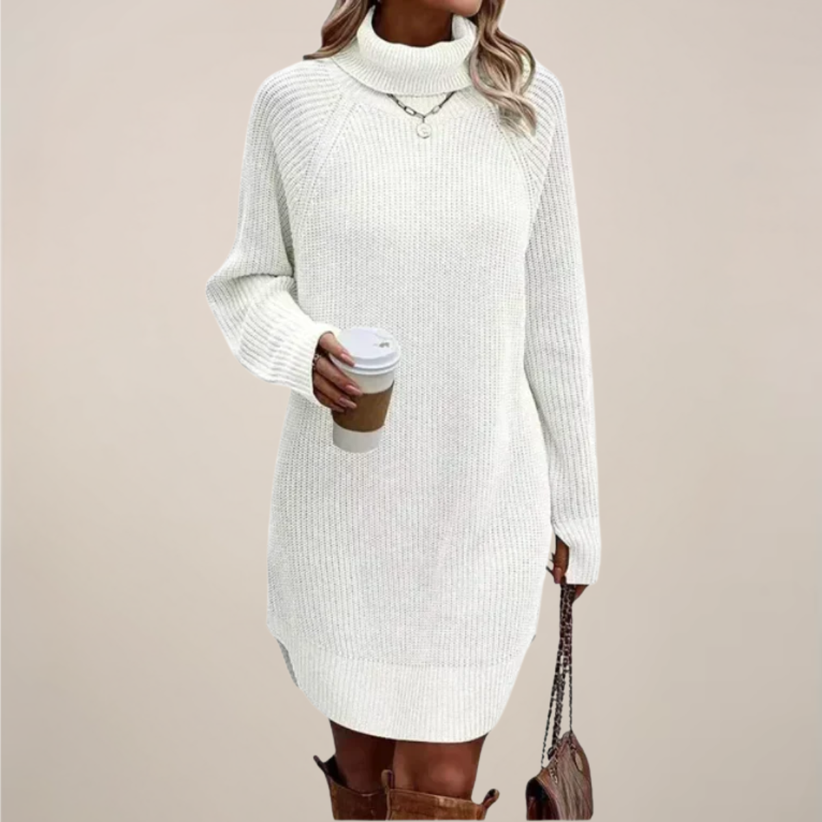 Women’s Turtleneck Sweater Dress Long Sleeve