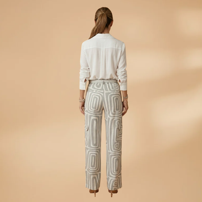 Women's Two-Piece Set with Geometric Print and Belt