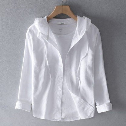 Casual Long Sleeve Shirt with Hood for Men