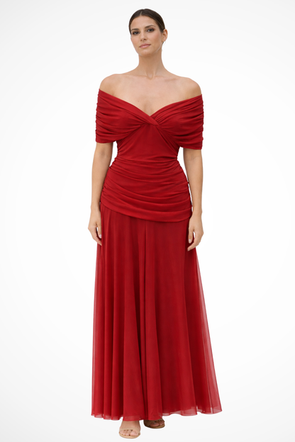 Women Elegant Off-Shoulder Pleated Summer Dress