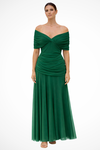 Women Elegant Off-Shoulder Pleated Summer Dress