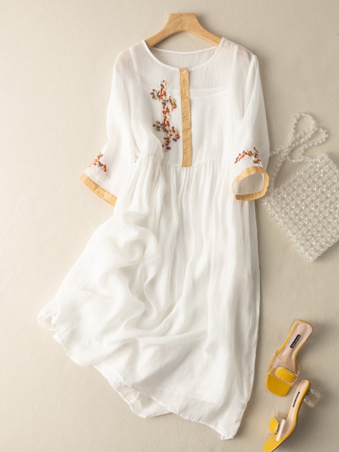 Women Embroidered Ethnic Midi Dress