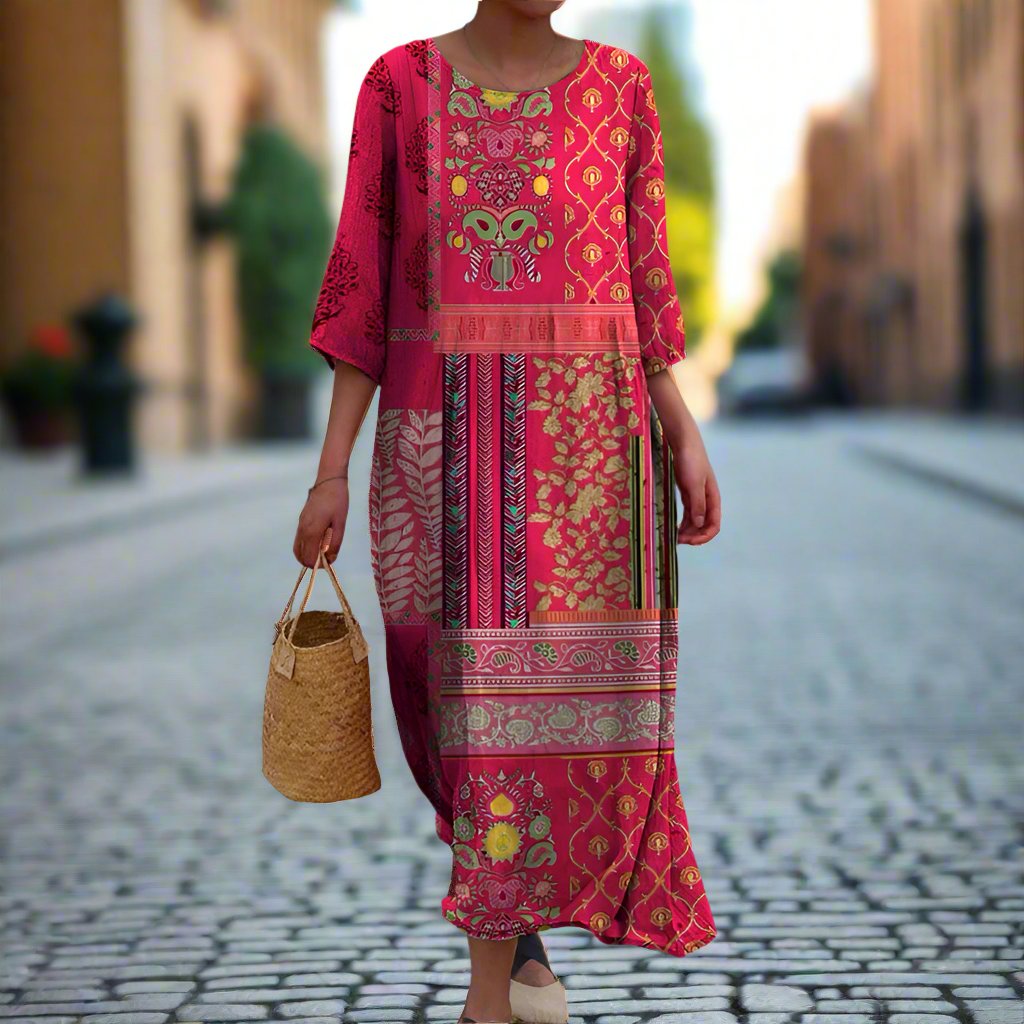 Women Ethnic Bohemian Print Maxi Dress