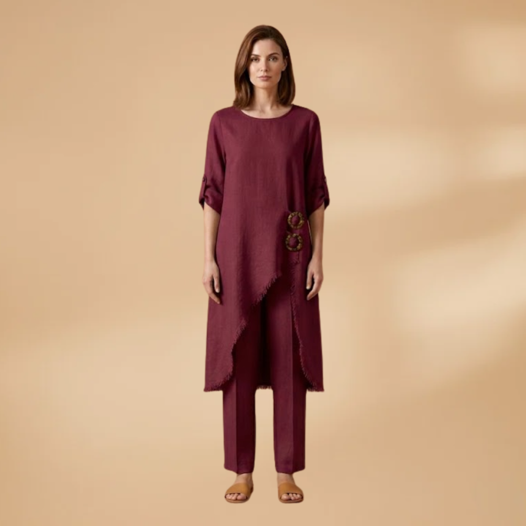 Women's Two-Piece Set with Breathable Fabric and Relaxed Fit