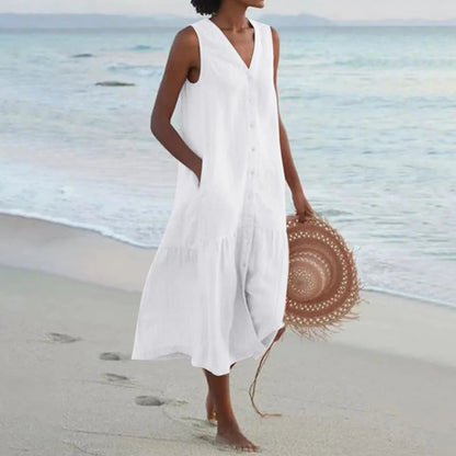 Women Lena Summer V Neck Midi Dress