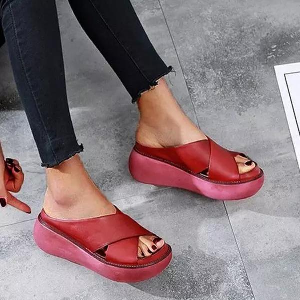 Comfortable Cross-Strap Slip-On Sandals for Women