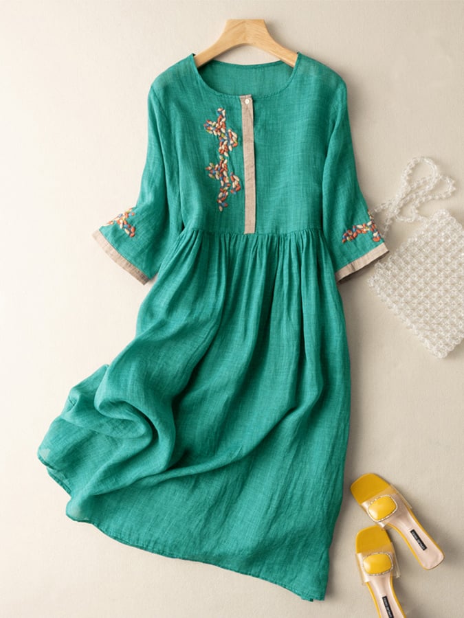 Women Embroidered Ethnic Midi Dress