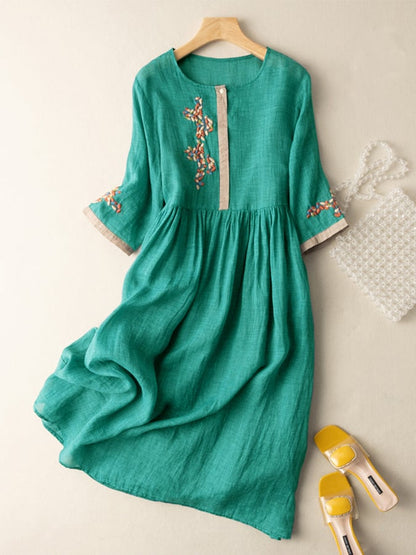 Women Embroidered Ethnic Midi Dress
