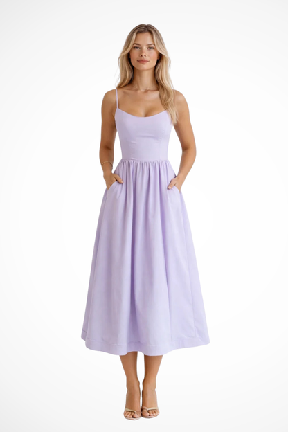 Women Ascot Style A Line Wedding Guest Midi Dress