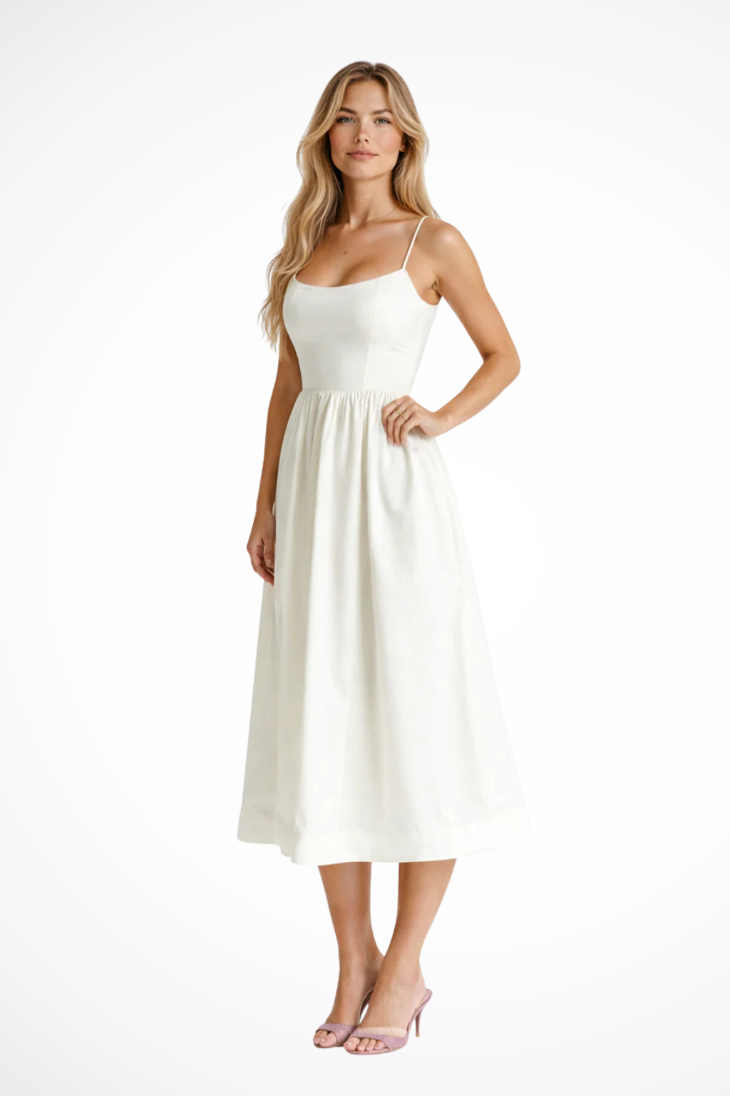 Women Ascot Style A Line Wedding Guest Midi Dress