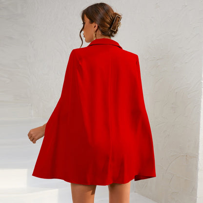 Women’s Cape Blazer Mini Dress Gold Buttons