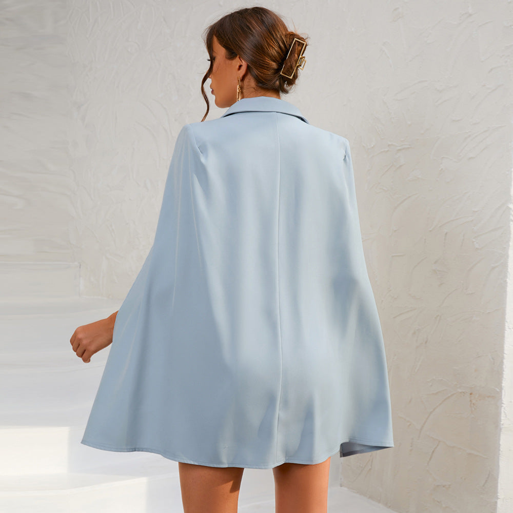 Women’s Cape Blazer Mini Dress Gold Buttons