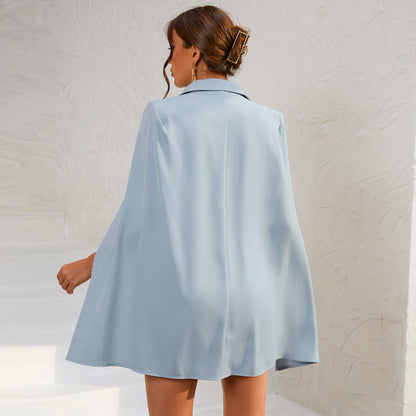Women’s Cape Blazer Mini Dress Gold Buttons