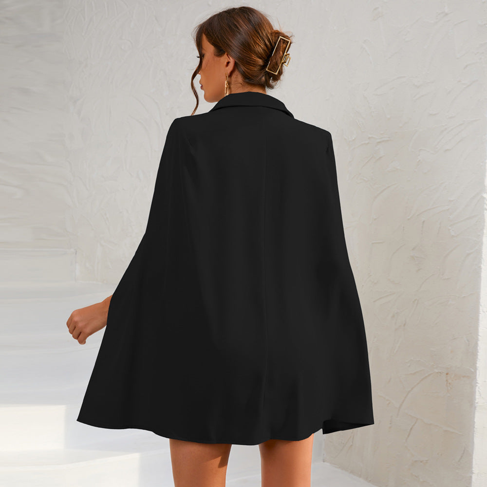 Women’s Cape Blazer Mini Dress Gold Buttons