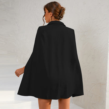 Women’s Cape Blazer Mini Dress Gold Buttons