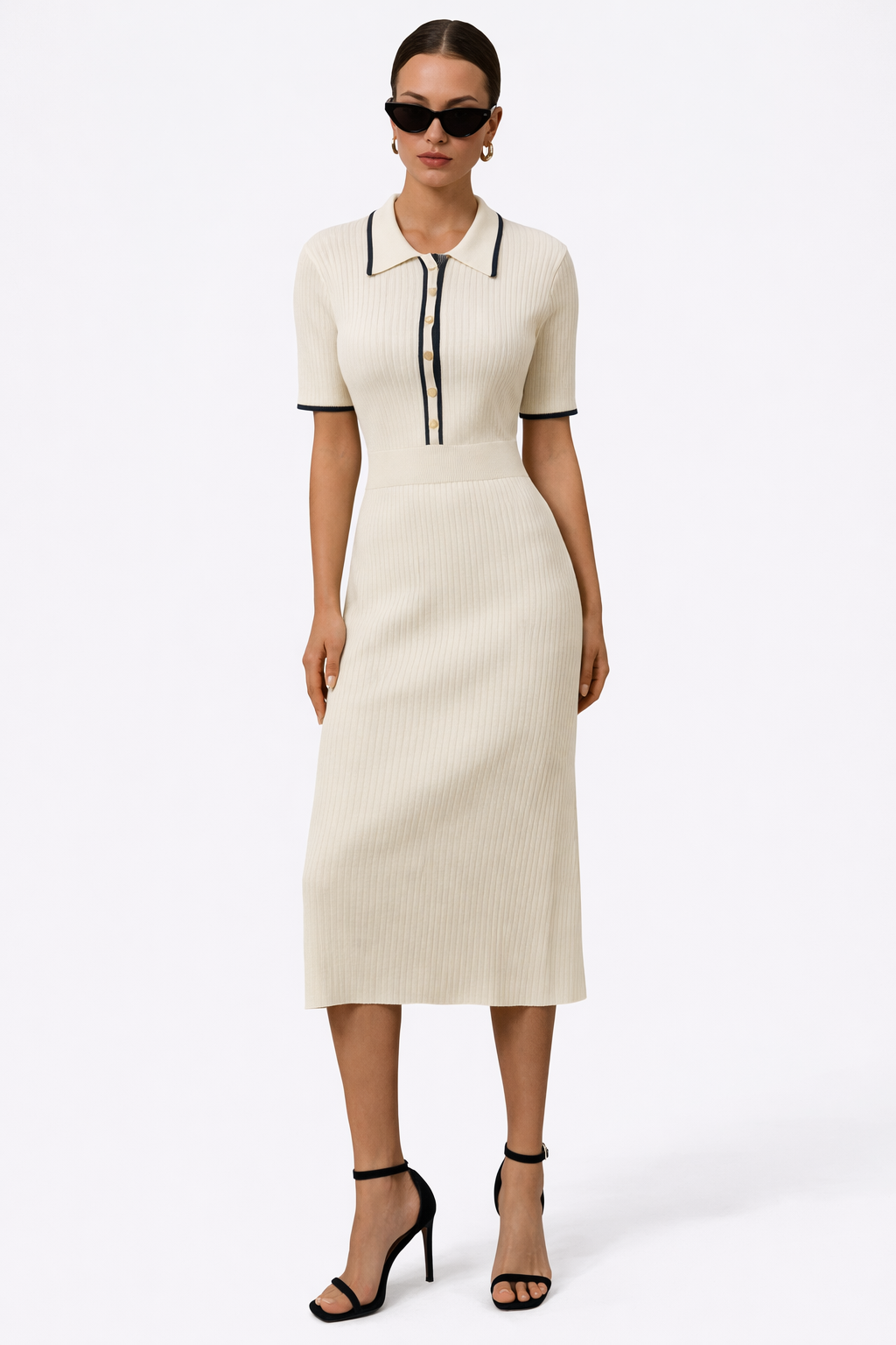 Women’s Midi Dress With Polo Collar