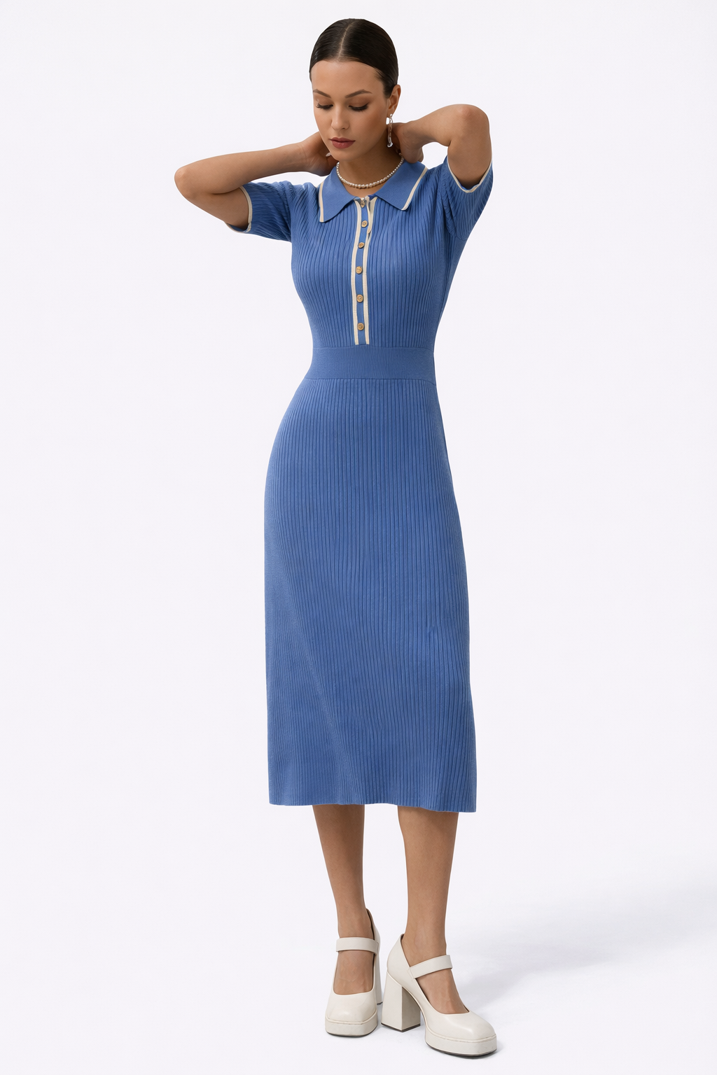 Women’s Midi Dress With Polo Collar