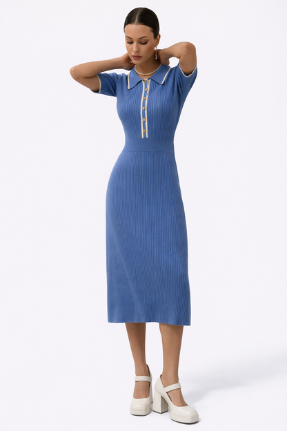 Women’s Midi Dress With Polo Collar
