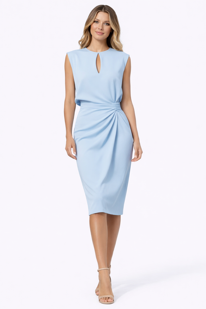 Women’s Keyhole Neck Ruched Midi Dress