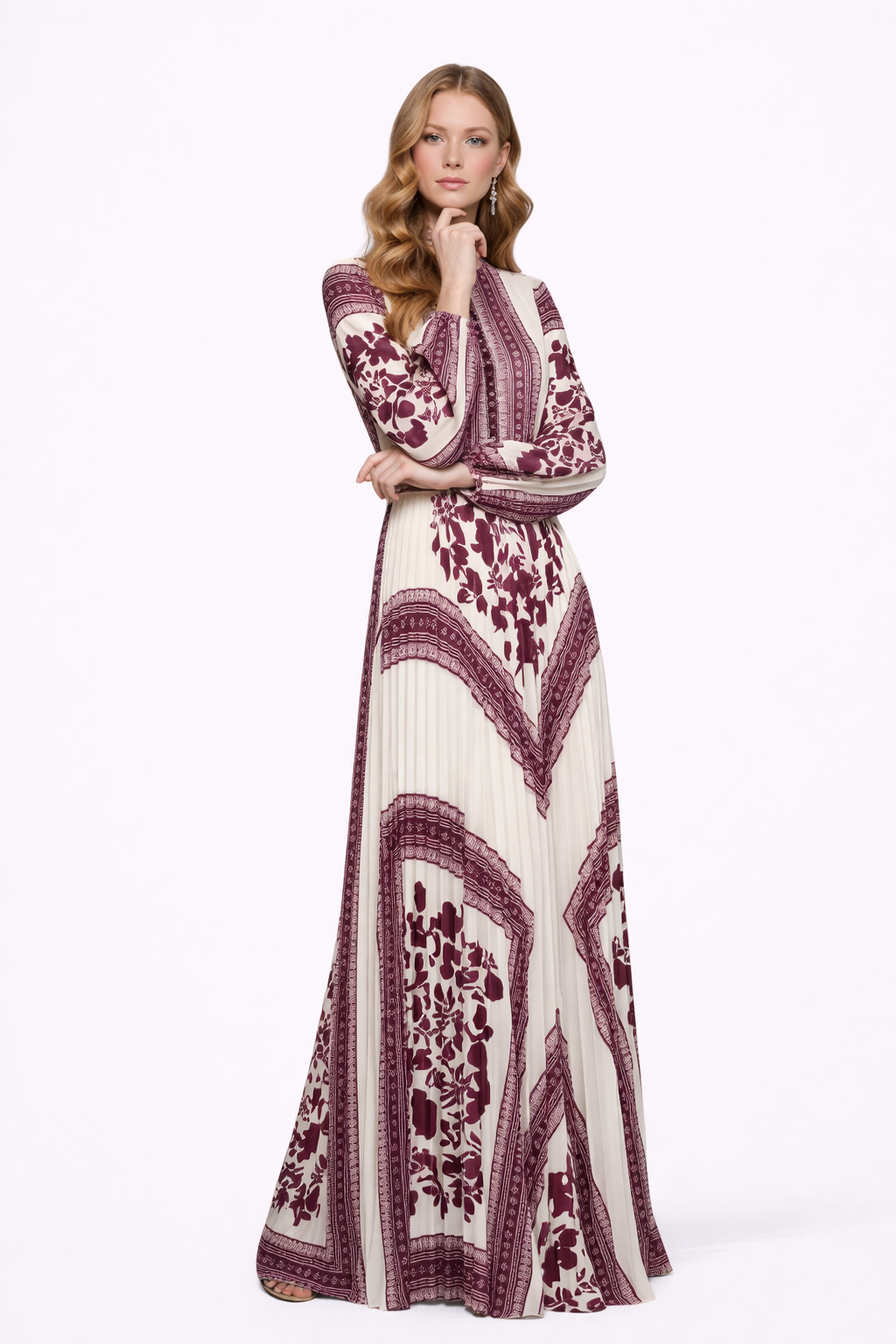 Women’s Pleated Maxi Evening Dress Gown