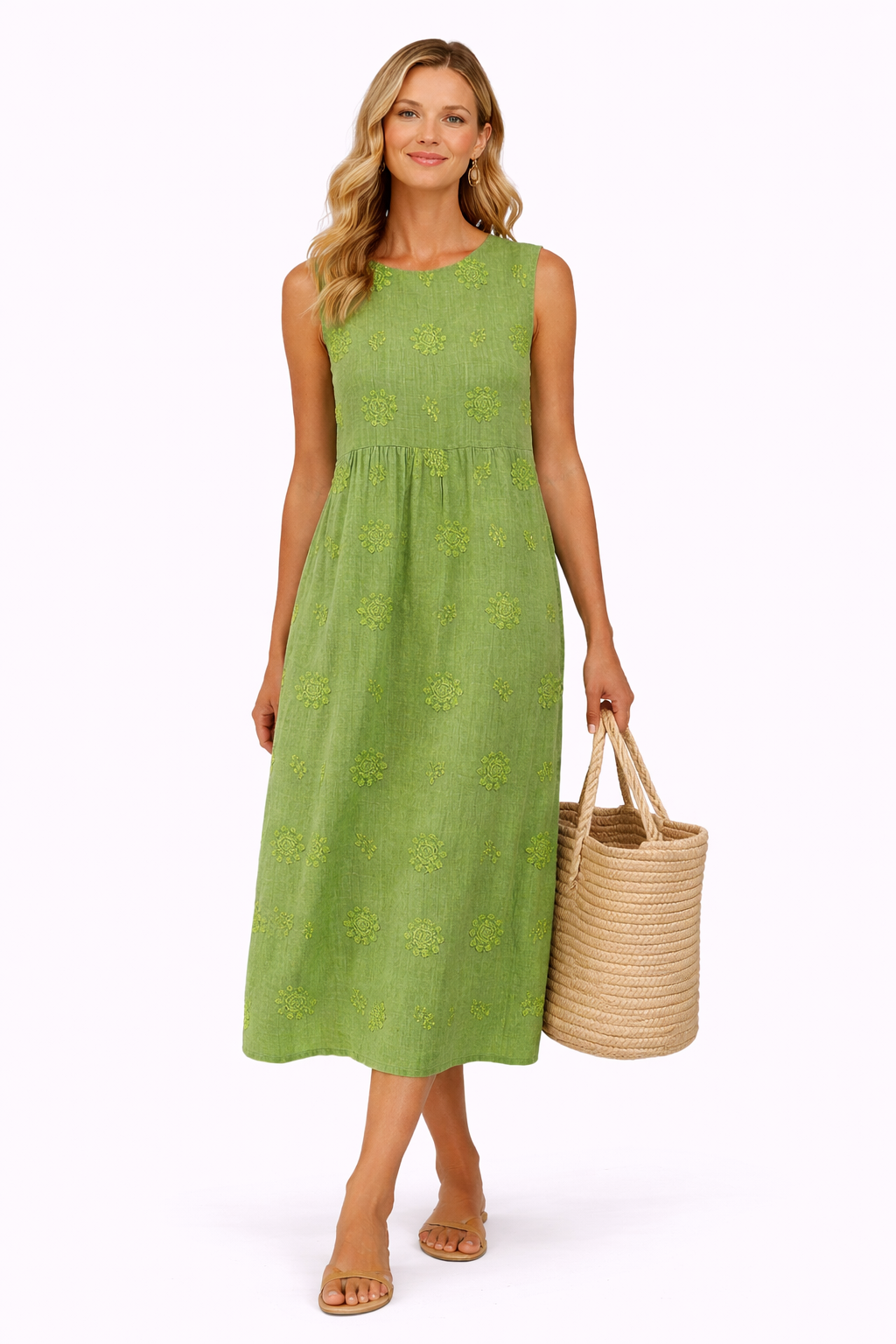 Women's Sleeveless Floral Midi Dress – Loose Fit, Casual Elegant Summer Style