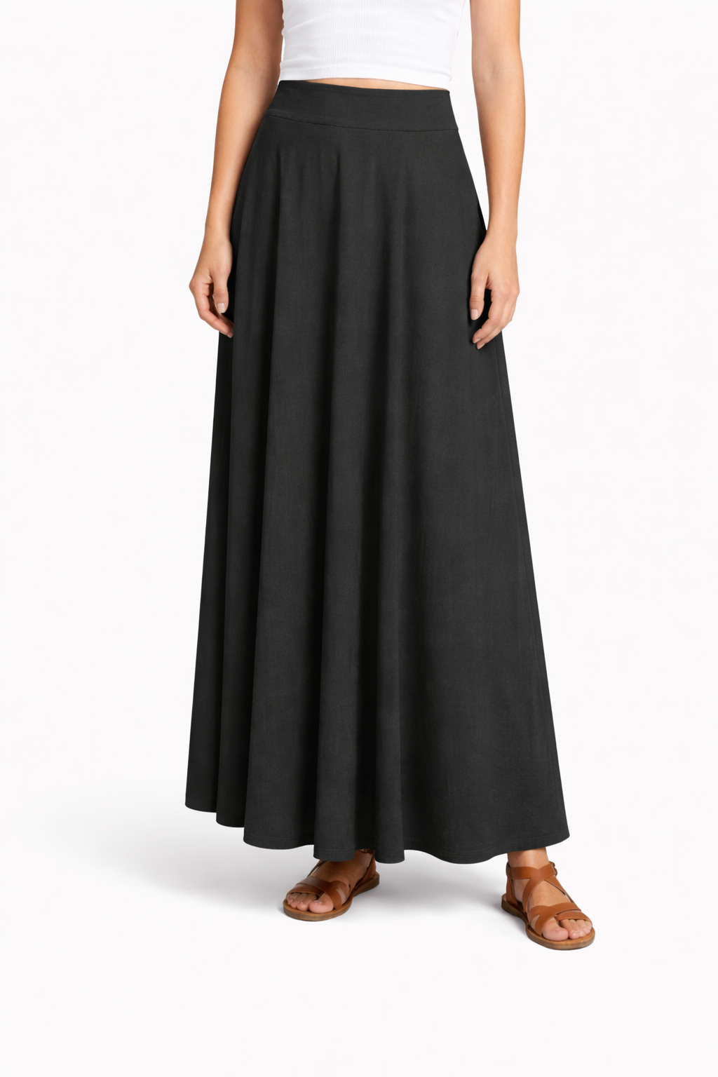 Women’s Maxi Skirt with High Waistband and A-line Design