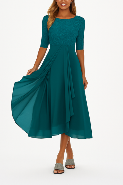 Women A Line Lace Midi Dress