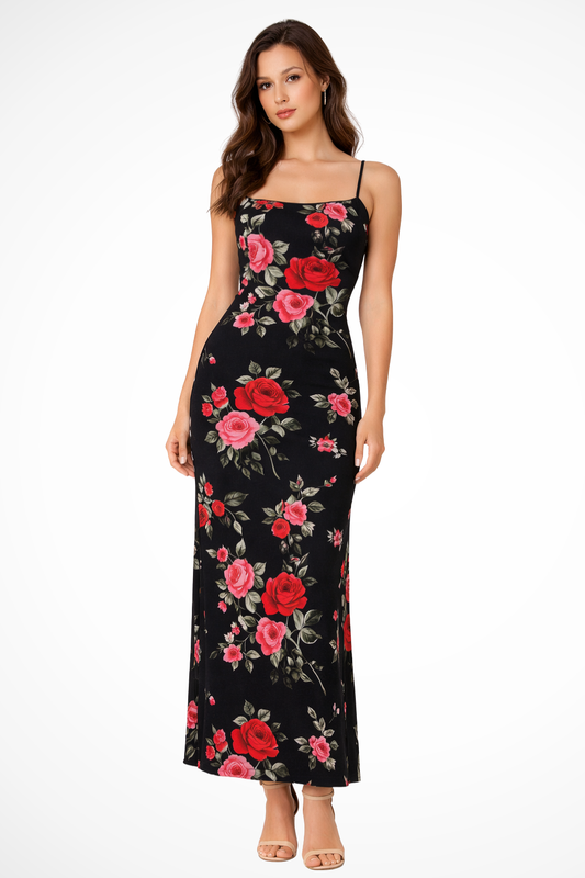 Women Floral Spaghetti Strap Maxi Summer Wedding Dress