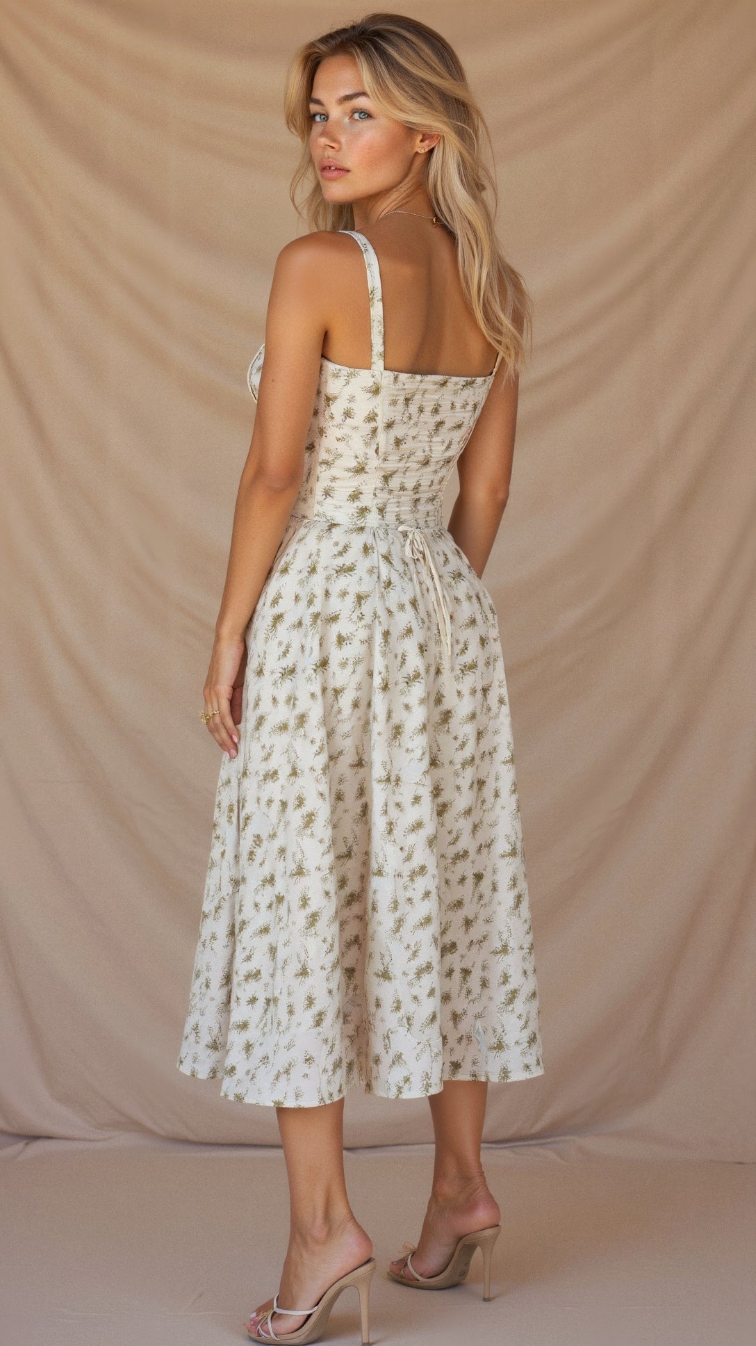 Women’s Corset Midi Dress Flowing Skirt