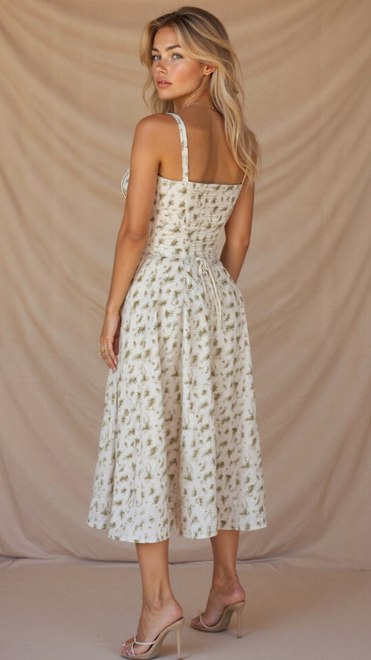 Women’s Corset Midi Dress Flowing Skirt
