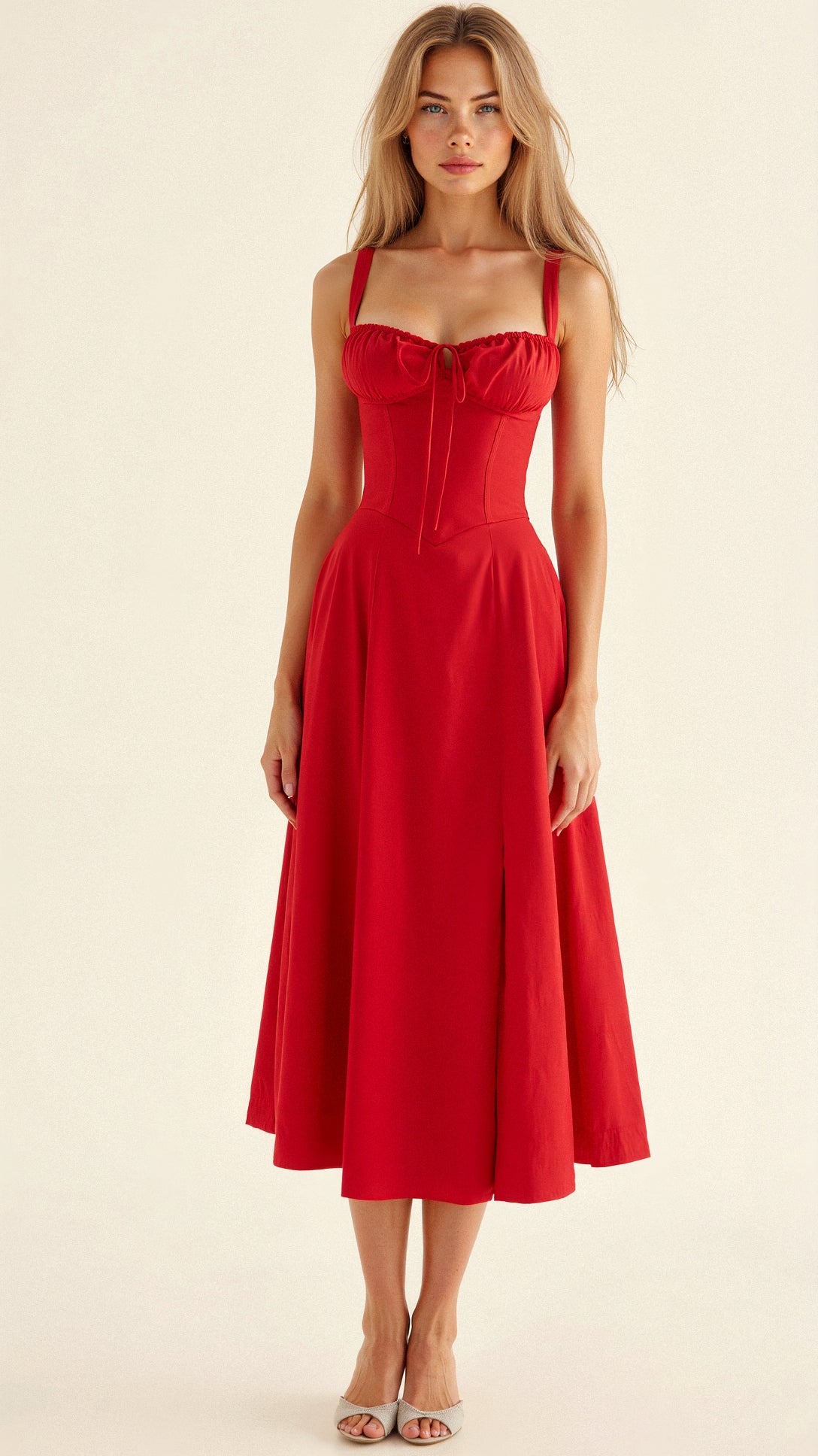 Women’s Corset Midi Dress Flowing Skirt