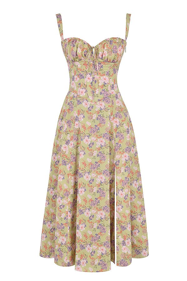 Women’s Corset Midi Dress Flowing Skirt
