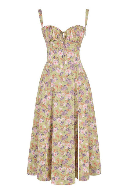 Women’s Corset Midi Dress Flowing Skirt
