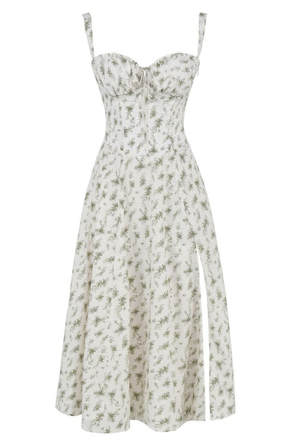 Women’s Corset Midi Dress Flowing Skirt