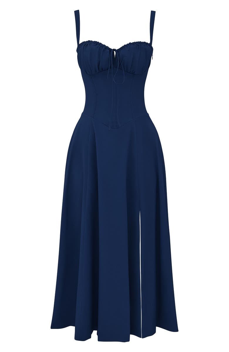 Women’s Corset Midi Dress Flowing Skirt