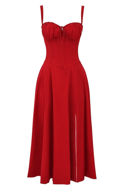 Women’s Corset Midi Dress Flowing Skirt