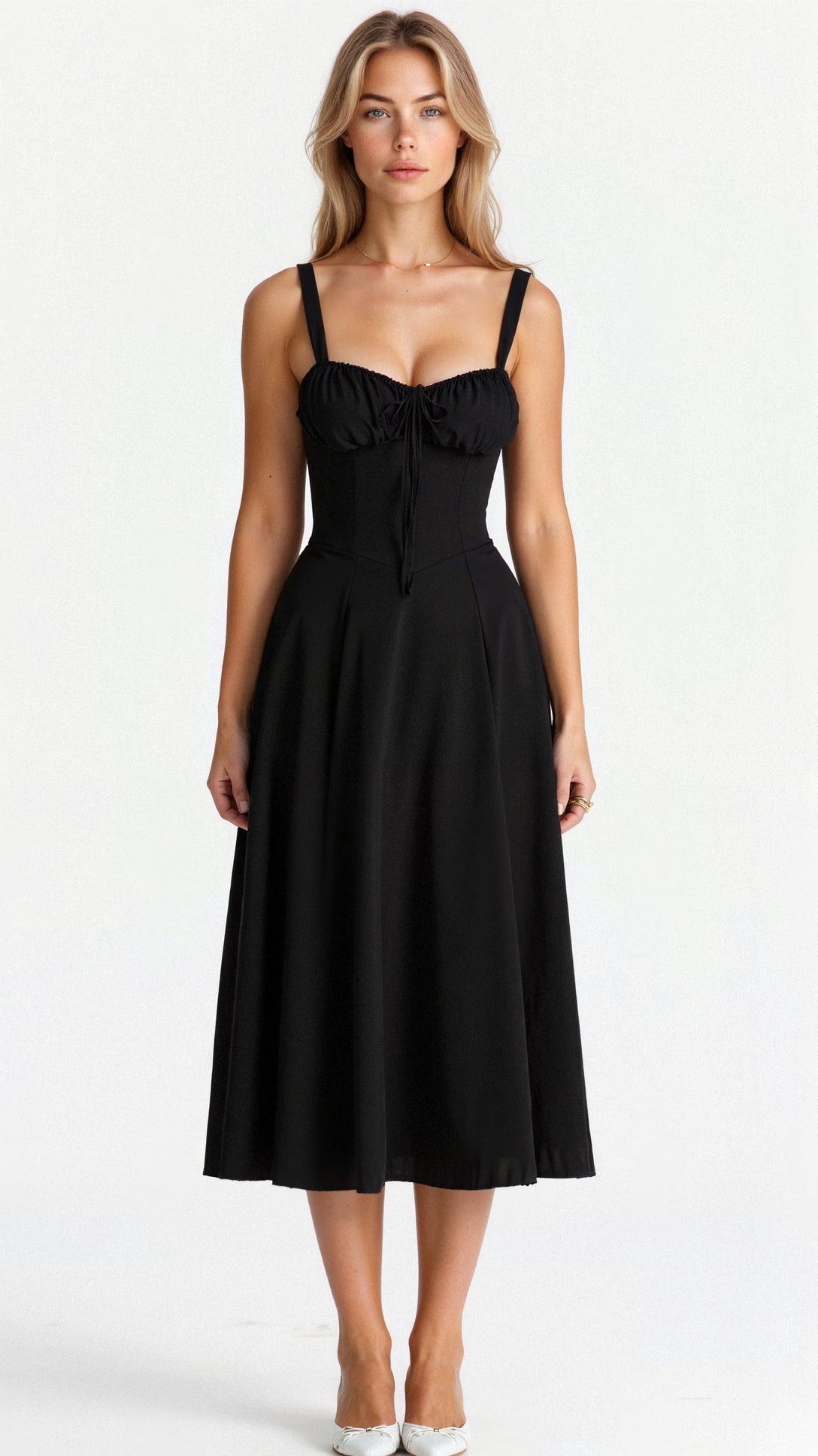 Women’s Corset Midi Dress Flowing Skirt