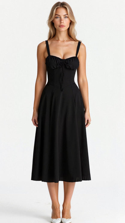 Women’s Corset Midi Dress Flowing Skirt